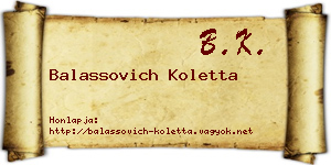 Balassovich Koletta névjegykártya